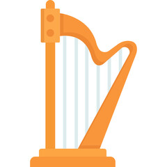 Harp Icon Flat Style &ndash; Valentine&rsquo;s Day Romance, Love Music, Elegant Instrument Symbol