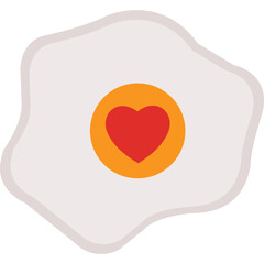Heart Shaped Fried Eggs Icon Flat Style &ndash; Valentine&rsquo;s Day Love Breakfast, Cute Romantic Food Symbol