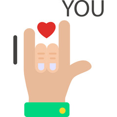 I Love You Sign Icon Flat Style &ndash; Valentine&rsquo;s Day Romance, Hand Gesture, Love Expression Symbol