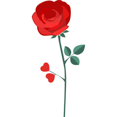 Rose Icon Flat Style &ndash; Valentine&rsquo;s Day Love, Romantic Flower, Red Rose Symbol