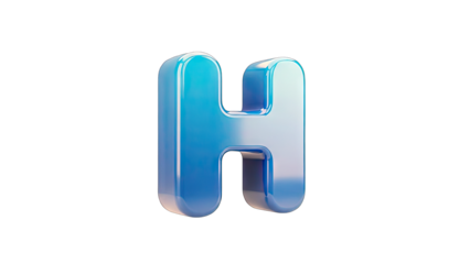 3D Blue Letter H Isolated on White Background
