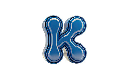 3D Blue Letter K on White Background