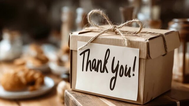 Heartfelt Gratitude Rustic Gift Box with Thank You Message for Special Occasions.