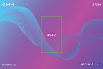 2026, Trendy and modern gradient fluid wave background.