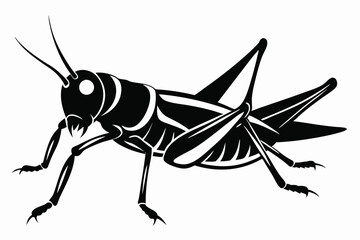 grasshopper silhouette line art vector illustration with a white background