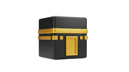 3D Kaaba Icon with Gold Accents - Islamic Symbol