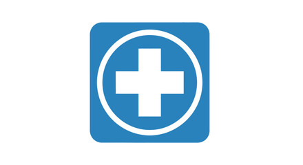 Fototapeta premium Medical plus sign icon in blue square with transparent background