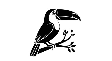 Obraz premium Toucan bird perched on branch with transparent background