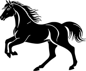 Obraz premium Chinese Zodiac Horse Black and White Vector SVG