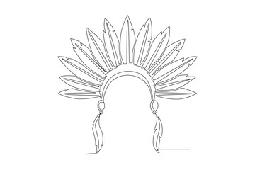 Pueblos ind&iacute;genas concept one-line drawing