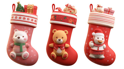 3D Soft Rubber Christmas Stockings &ndash; Plush Texture for E-commerce Holiday Main Images.