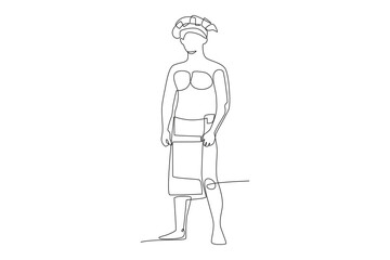 Pueblos ind&iacute;genas concept one-line drawing