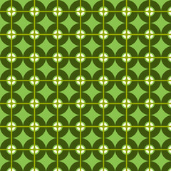 Seamless Mid Century Modern Geometric Circle Pattern in Green Tones