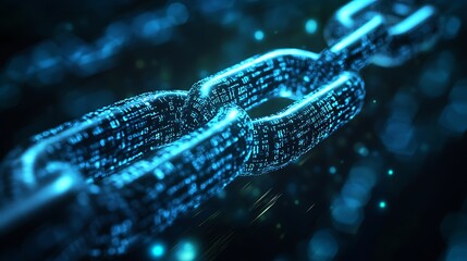 Digital blockchain chain symbolizing data security and network connections