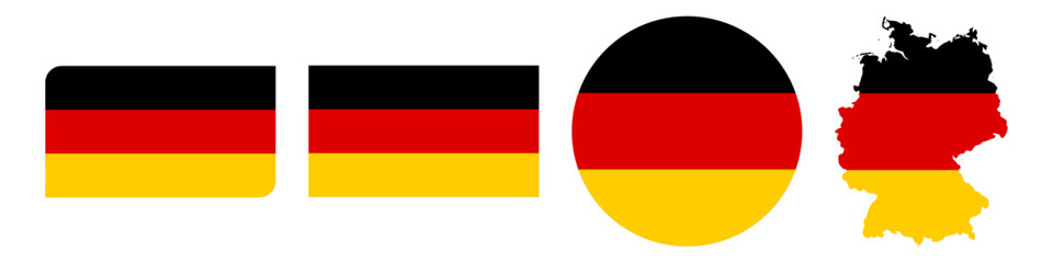 german circular flag, german rectangular flag, german map flag flat icon