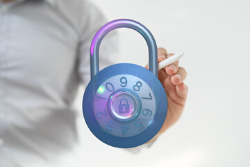 Abstract image of a padlock representing digital safety, data protection, and online security. Symbolic of encryption, cybersecurity,