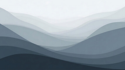 Elegant abstract background with smooth wavy layers in serene blue and grey gradients, perfect for modern design.