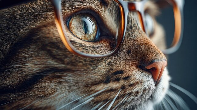 Close-up of a cat wearing glasses