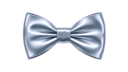 Elegant silver bow tie on white background isolated on transparent background