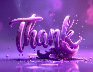 Glossy, cursive purple script on a violet background, with sprinkles