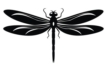 dragonfly silhouette line art vector illustration with a white background