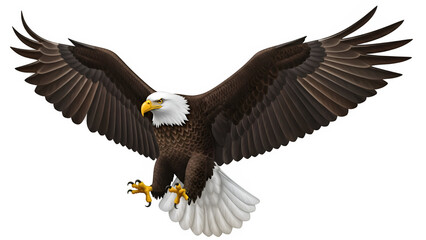 Obraz premium american bald eagle with brown feathers and white tips, isolated on white or transparent background. PNG
