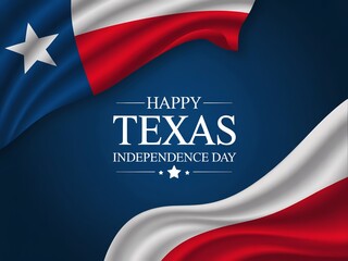Texas independence day celebration with flag design and happy texas independence day text on blue background