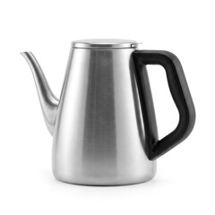 Modern stainless steel electric kettle isolated on white background