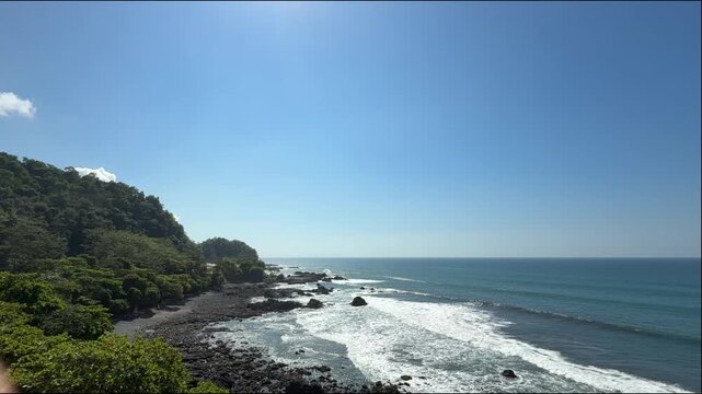 A beautiful view of the waves of the sea at Jaco, Pacific Ocean