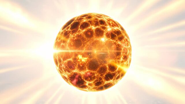 Abstract Fiery Orb with Radiant Energy Burst.