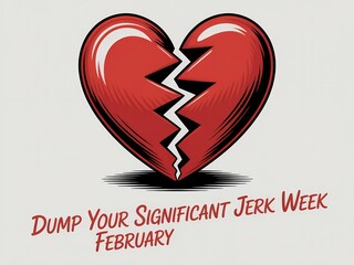 A broken red heart with text dump your significant jerk week february