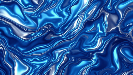 Obraz premium Blue abstract fluid background with dynamic liquid waves and glossy flowing texture