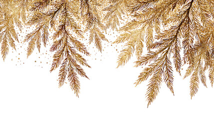 Gold-Plated Cedar Branches &ndash; Warm Glow for Festive Poster Border Projects.