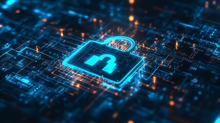 Digital padlock representing data security and internet protection concept