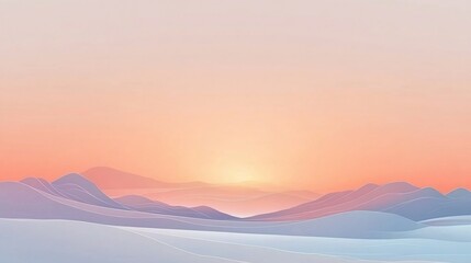 Fototapeta premium Pastel sunset over minimalist mountain range, peaceful scene, website banner