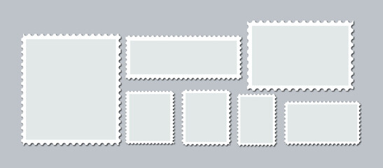 Blank Postage Stamp Frames Set with Perforated Edges