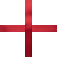 赤いサテンリボンの十字レイアウト