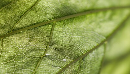 葉脈が織りなす植物のマクロテクスチャ　自然とサステナブルを感じるグリーン背景