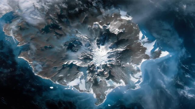 4k Satellite view of Vernadsky Research Base on Antarctic Peninsula antarctica, satellite view, vernadsky, base, science, polar, research, ice, global, earth