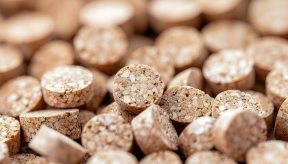 圧縮されたコルク素材のマクロテクスチャ　サステナブルでナチュラルな背景イメージ