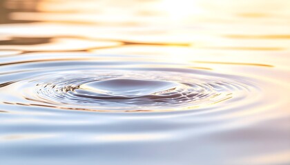 静かな水面に広がる波紋とやわらかな光の反射　ミニマルで癒しを感じる抽象的な自然背景