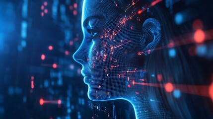 Digital portrait depicting artificial intelligence and technology concepts