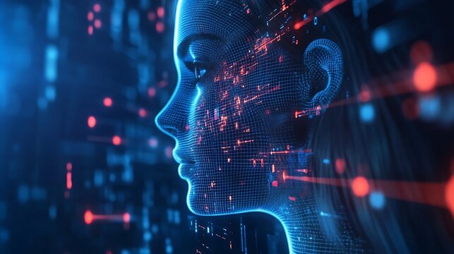 Digital portrait depicting artificial intelligence and technology concepts