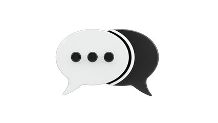 3D Chat Bubbles Icon on White Background
