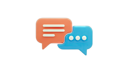 3D Chat Bubbles Interacting on White Background