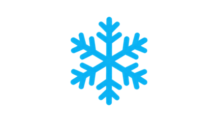 Blue snowflake icon representing winter, cold weather, freezing temperatures, frost, ice, christmas, seasonal holidays, celebration, and crystal symmetry on a transparent background, png