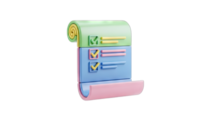 3D Checklist with Checkmarks on White Background