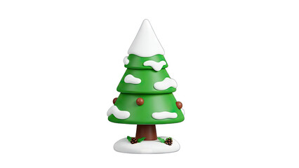 3D Christmas Tree with Snow and Decorations