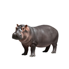 Obraz premium Young hippopotamus standing isolated