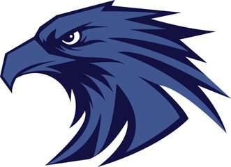 Fierce Eagle Head Mascot Logo Vector Dynamic Blue Bird of Prey Illustration for Sports Team Emblem & Branding